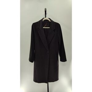 Quince Women Italian Wool Classic Single-Breasted Coat Black Outerwear M